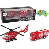  Set vatrogasnih vozila za igru sa helikopterom i kamionom - crveni | shoptok.hr