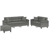 vidaXL 3-dijelni set sofa s jastucima tamnosivi od mikrovlakana | shoptok.hr