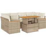 Maison Chic Seti vrtnega pohištva - Vrtna garnitura - Vrtni pohištvo set z blazinami 6-delna bež ratan/akacija, (21798336) | Shoptok.si