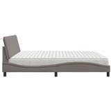  Krevet s madracem smeđesivi 200x200 cm od tkanine - Sivo-smeđa 200 x 200 cm | shoptok.hr