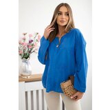 Kesi Włoski Shirt blouse with an embroidered pattern cornflower blue | Shoptok.si