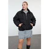 Trendyol Curve Black Regular Fit Zipper Pocket Puffer Coat