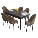 Hanah home Set Trpezarijski sto i 6 stolica Roza, Smeđe-crna | Eponuda.ba