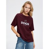 Reserved Majica kratkih rukava s printom - boja kestena Cijene