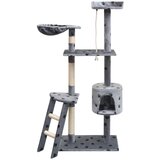 vidaXL Penjalica Grebalica za Mačke sa Stupovima od Sisala 150 cm Siva s Otiskom Šapa | shoptok.hr
