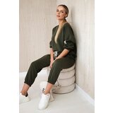 Kesi Włoski Viscose set sweatshirt + pants khaki Cene
