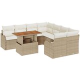 vidaXL 9-dijelni vrtni sofa set s jastučićima bež poli ratan akacija, 2-sjedalna vrtna sofa s jastučićima bež poli ratan Cijene