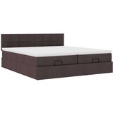 vidaXL Otomanski posteljni okvir z vzmetnicami rjav 200x200 cm blago | Shoptok.si