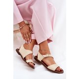 Zazoo Ladies leather flat sandals 3014 beige Cene