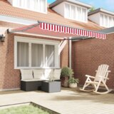 vidaXL Ročna Retraktibilna Tenda Rdeče in Bele Črte 350x250 cm | Shoptok.si