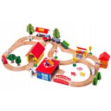 Lean_Toys Lesena železnica Vlak Vagon Drevesa Zgradbe | Shoptok.si