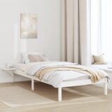 vidaXL Posteljni okvir z nočnimi omaricami Bela 100 x 200 cm Bela Cene