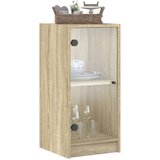 vidaXL Stranska omarica s steklenimi vrati sonoma hrast 35x37x75,5 cm | Shoptok.si