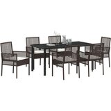  Set od 7 dijelova Vrtni Set za Jelo s Jastučićima Smeđi Poli Ratan | shoptok.hr