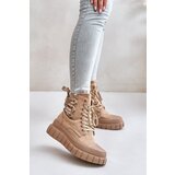 PE1 Women's Platform Boots With Decorative Lacing Brown Edidda Cene