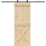 vidaXL Klizna vrata s priborom za montažu 85 x 210 cm masivna borovina | shoptok.hr
