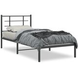 vidaXL Kovinski posteljni okvir z vzglavjem črn 90x200 cm | Shoptok.si