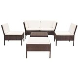 Poli 6-dijelna vrtna garnitura od poliratana s jastucima smeđa | shoptok.hr