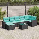  Vrtna garnitura - 8-dijelni set vrtnih sofa od poliratana s jastucima crni - Crna sa spremištem 8 | shoptok.hr