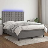  Krevet box spring s madracem LED tamnosivi 140x190 cm tkanina Cijene