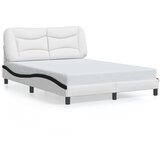  The Living Store Posteljni okvir z vzglavjem bel in črn 140x200 cm umetno usnje - Posteljni Okvir, (21455658) | Shoptok.si