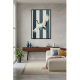 Wallxpert uramljena slika na platnu Huhu3117, beli ždral u letu na plavo-bež prugastoj pozadini, 50 x 70 cm Cene