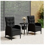 vidaXL 3-dijelni vrtni bistro set od poliratana crni | shoptok.hr