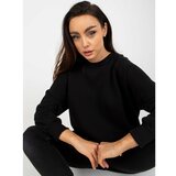 Fashion Hunters Black sweatshirt without a hood with a round neckline from Remy Cene