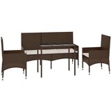  4-dijelna vrtna garnitura od poliratana s jastucima smeđa | shoptok.hr