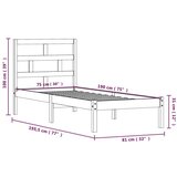 Posteljni okvir črn iz trdnega lesa 75x190 cm 2FT6, (20643764) | Shoptok.si