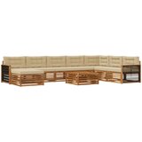  Set vanjskih sofa 9 kom. Prirodna i bež Čvrsto drvo akacije | shoptok.hr