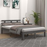 Maison Chic Posteljni okvir - Dvoposteljna postelja - Zakonska postelja siv iz trdnega lesa 200x200 cm-J5443, (21760088) | Shoptok.si