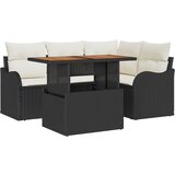 vidaXL set od 5 dijelova vrtne sofe s jastučićima crni poli ratan akacija, dvosedna vrtna sofa s jastučićima crna poli ratan Cijene
