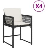 vidaXL Vrtni stoli z blazinami 4 kosi črn poli ratan | Shoptok.si