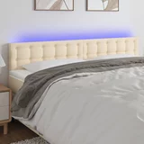 vidaXL LED posteljno vzglavje krem 180x5x78/88 cm blago