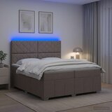  LED okvir za krevet s madracem Sivosmeđa 200 x 200 cm Tkanina | shoptok.hr