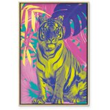  Slika - Colorful Tiger - Intense Colors of a Tiger Surrounded by Tropical Plants 80x120 U prirodnom drvenom okviru | shoptok.hr