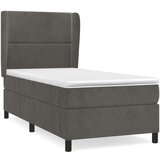 vidaXL Box spring postelja z vzmetnico temno siv 90x190 cm žamet | Shoptok.si