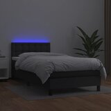 Krevet box spring s madracem LED crni 90x200 cm od umjetne kože | Eponuda.com
