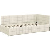  Kutni okvir kreveta s uzglavljem Krema 90 x 200 cm Baršun | shoptok.hr
