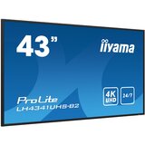 Iiyama LFD LH4341UHS-B2 43" Professional Digital Signage display with 4K UHD resolution and 24/7 3840x2160 16:9 500cd 1200:1 8ms landscape, portrait LH4341UHS-B2 | ePonuda.com