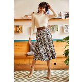 Olalook Women's Black Mink Suede Textured A-Line Skirt With Elastic Waist | Shoptok.si