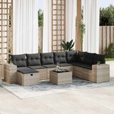 Maison Chic Seti vrtnega pohištva - Vrtna garnitura - Vrtni pohištvo set 9-delna z blazinami sv. siv poli ratan, (21797821) | Shoptok.si