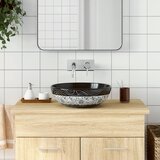 vidaXL Nadpultni umivalnik črn in moder okrogel Φ41x14 cm keramika | Shoptok.si
