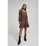 Marisse Patterned, Knee-Length, Ruffled Dress In Dark Beige | shoptok.hr