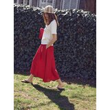 Reserved Midi suknja s visokim udjelom lana - crvena | shoptok.hr