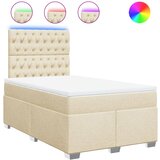 vidaXL Box spring postelja z vzmetnico krem 120x190 cm blago, (21321282) | Shoptok.si
