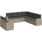 Maison Chic Seti vrtnega pohištva - Vrtna garnitura - Vrtni pohištvo set 9-delna z blazinami sv. siv poli ratan, (21795740) | Shoptok.si