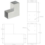 Spojnik za stupove u L-obliku od pocinčanog metala 91 x 91 mm | shoptok.hr