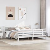 Maison Chic Posteljni okvir - Dvoposteljna postelja - Zakonska postelja z vzglavjem brez vzmetnice bel 180x200 cm, (21694368) | Shoptok.si